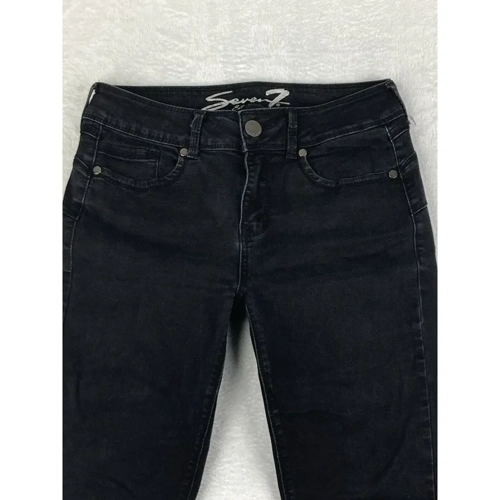 Seven‎ 7 Womens Mid Rise Black Legging Jeans Size 12